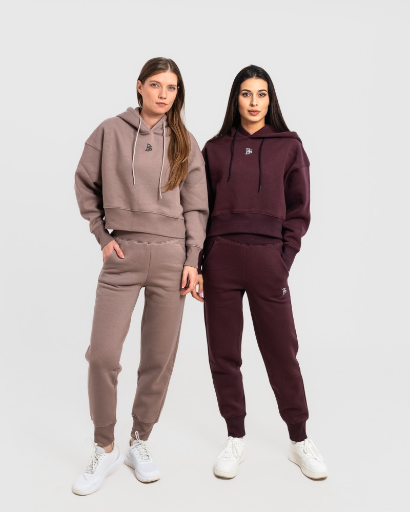 Сет cropped oversize кафяво