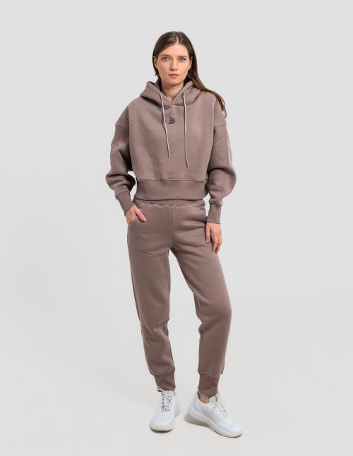 Сет cropped oversize кафяво