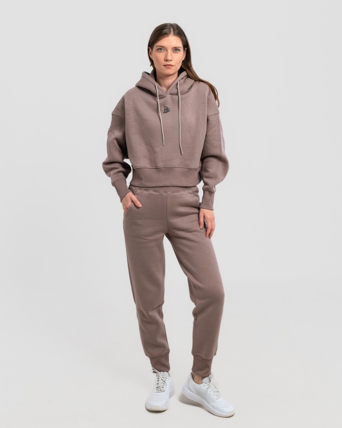 Сет cropped oversize кафяво