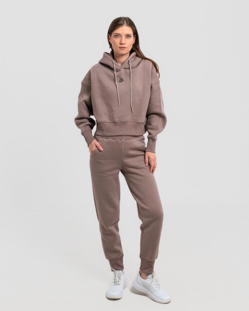 Сет cropped oversize кафяво