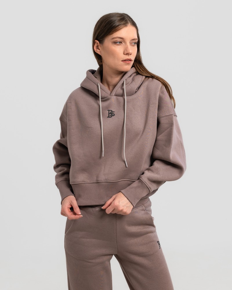 Сет cropped oversize кафяво