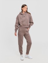 Сет cropped oversize кафяво