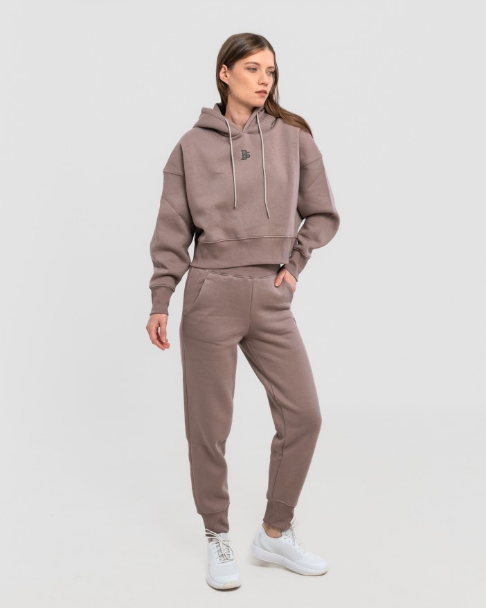 Сет cropped oversize кафяво