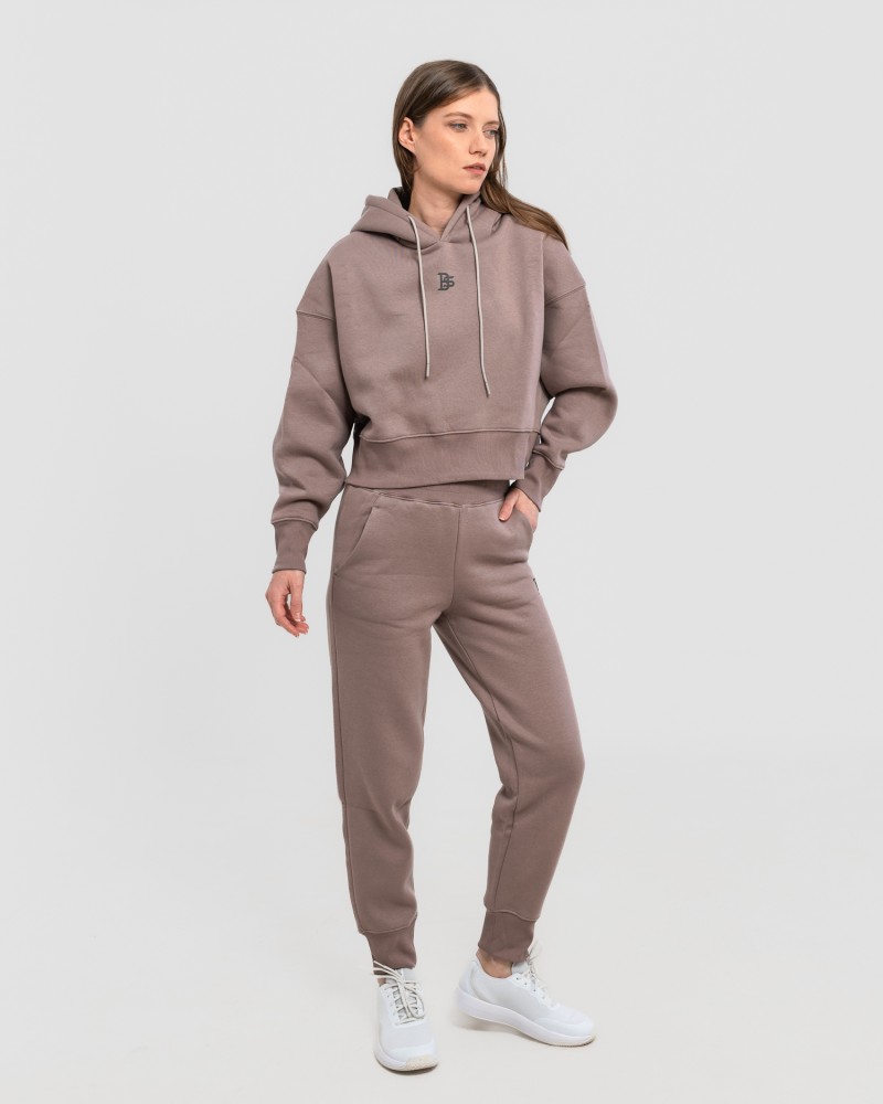 Сет cropped oversize кафяво