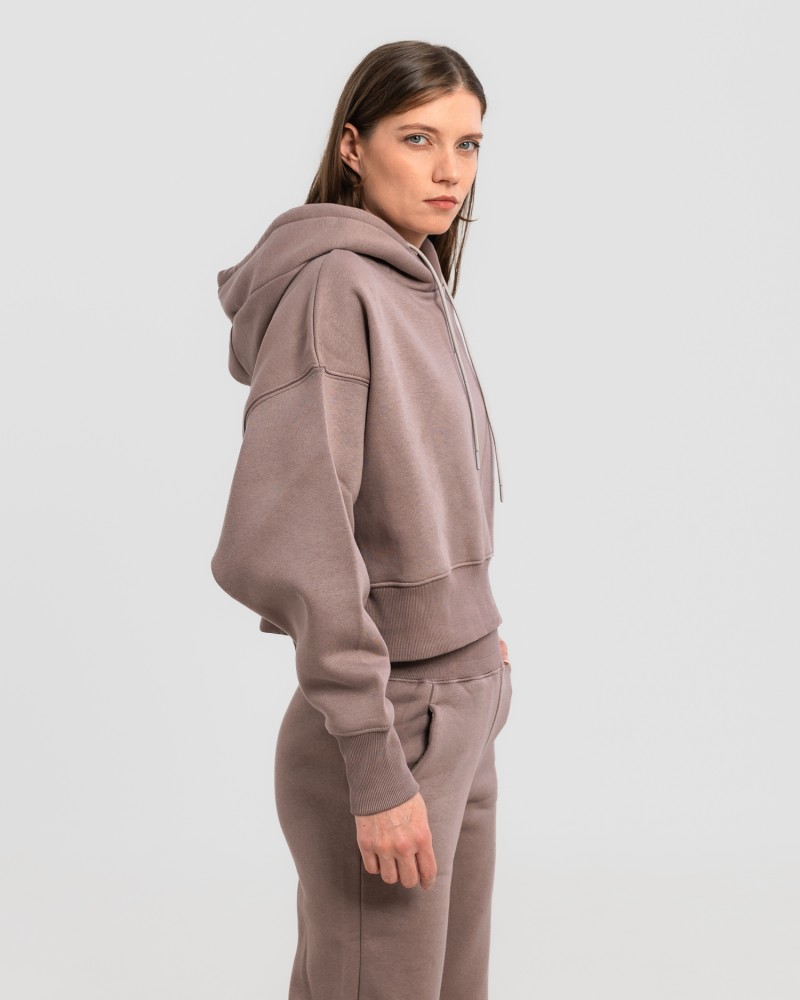 Сет cropped oversize кафяво