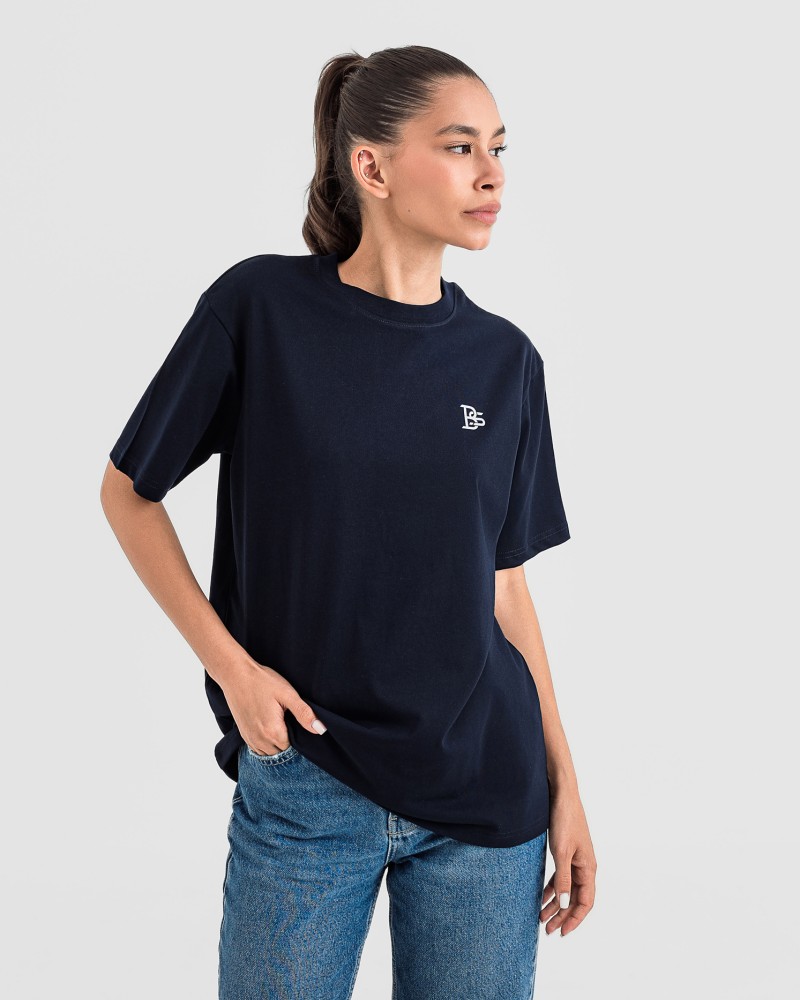 Дамска oversize тениска в тъмносиньо