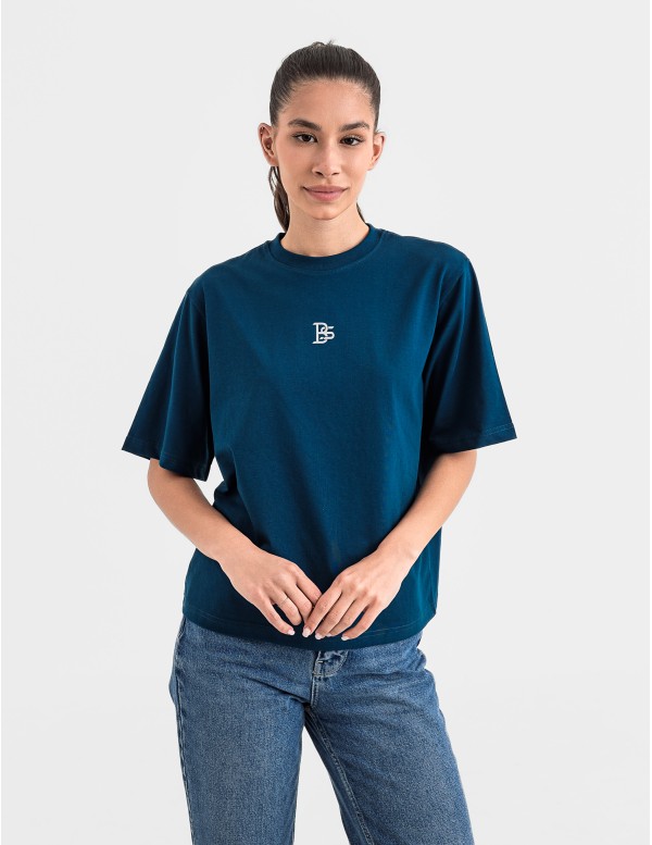 Tениска cropped oversize в петрол