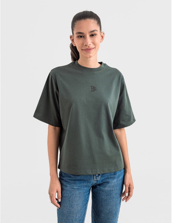 Tениска cropped oversize в зелено