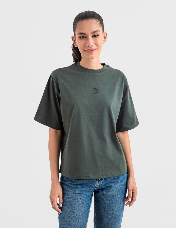Tениска cropped oversize в зелено