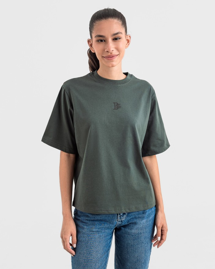 Tениска cropped oversize в зелено