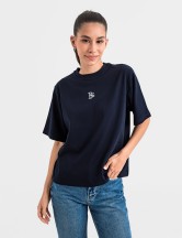 Tениска cropped oversize в тъмносиньо