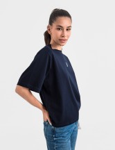 Tениска cropped oversize в тъмносиньо