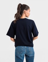 Tениска cropped oversize в тъмносиньо