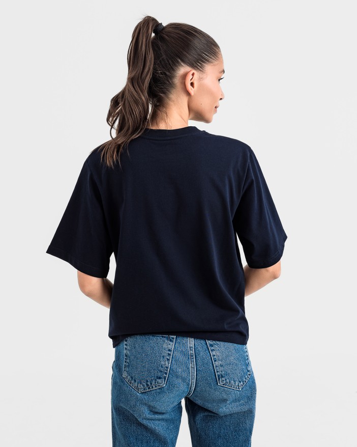 Tениска cropped oversize в тъмносиньо