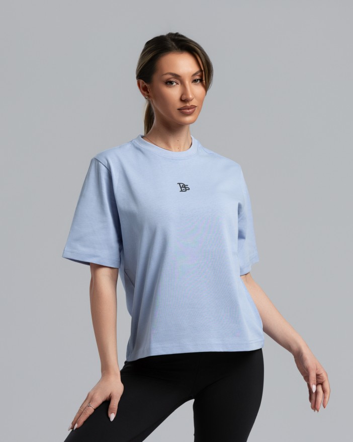 Tениска cropped oversize светлосиньо