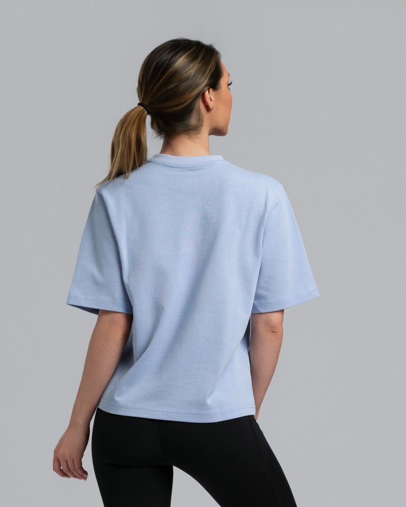 Tениска cropped oversize светлосиньо