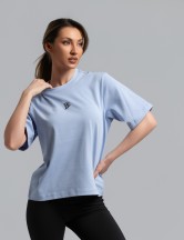 Tениска cropped oversize светлосиньо